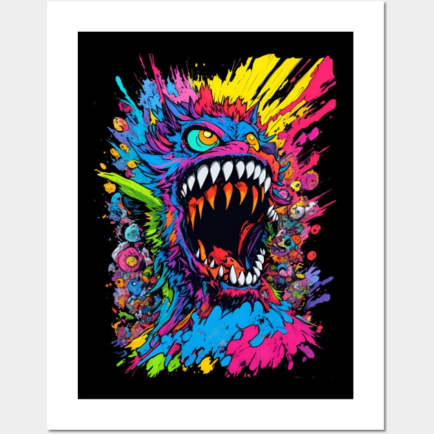 Neon colors monster splash mix of candy colors lots of pink and blue cure design Wall Art by Terror-Fi